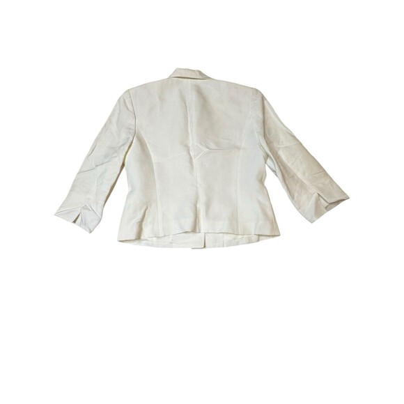 Kate Hill Petite White Dressy Linen & Viscose Button-Up Lined Blazer Size 6P GUC - Picture 2 of 6